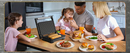 Panini Press Sandwich Maker 1200W, Non-Stick Cast Aluminum Grill with 180-Degree Opening, 2-Slice Panini Maker with Indicator Lights