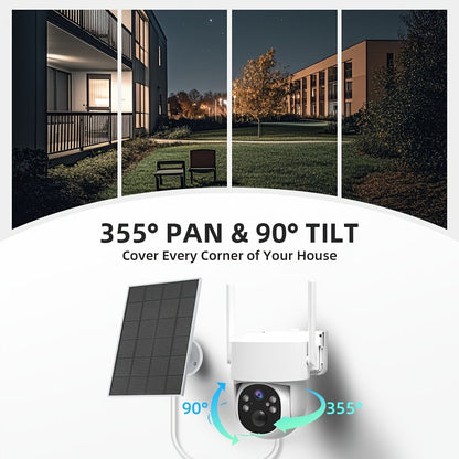 AI Auto Tracking Solar Security Camera Outdoor 360° Dome – AI Human Detection, Full Color Night Vision, Smart Siren & Spotlight