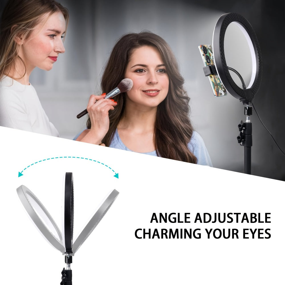 RGB LED Ring Light 43-Inch Adjustable Stand with Phone Holder USB Powered Multicolor Circle Fill for an Everyday Personal Care Routine