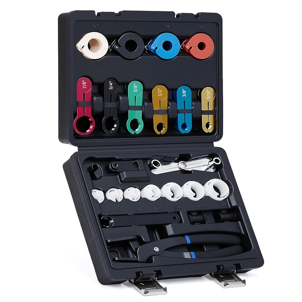 Fuel Line Disconnect Tool Set – 26pc Master Quick Disconnect Kit with AC & Transmission Disconnect Pliers for Fuel Line Removal