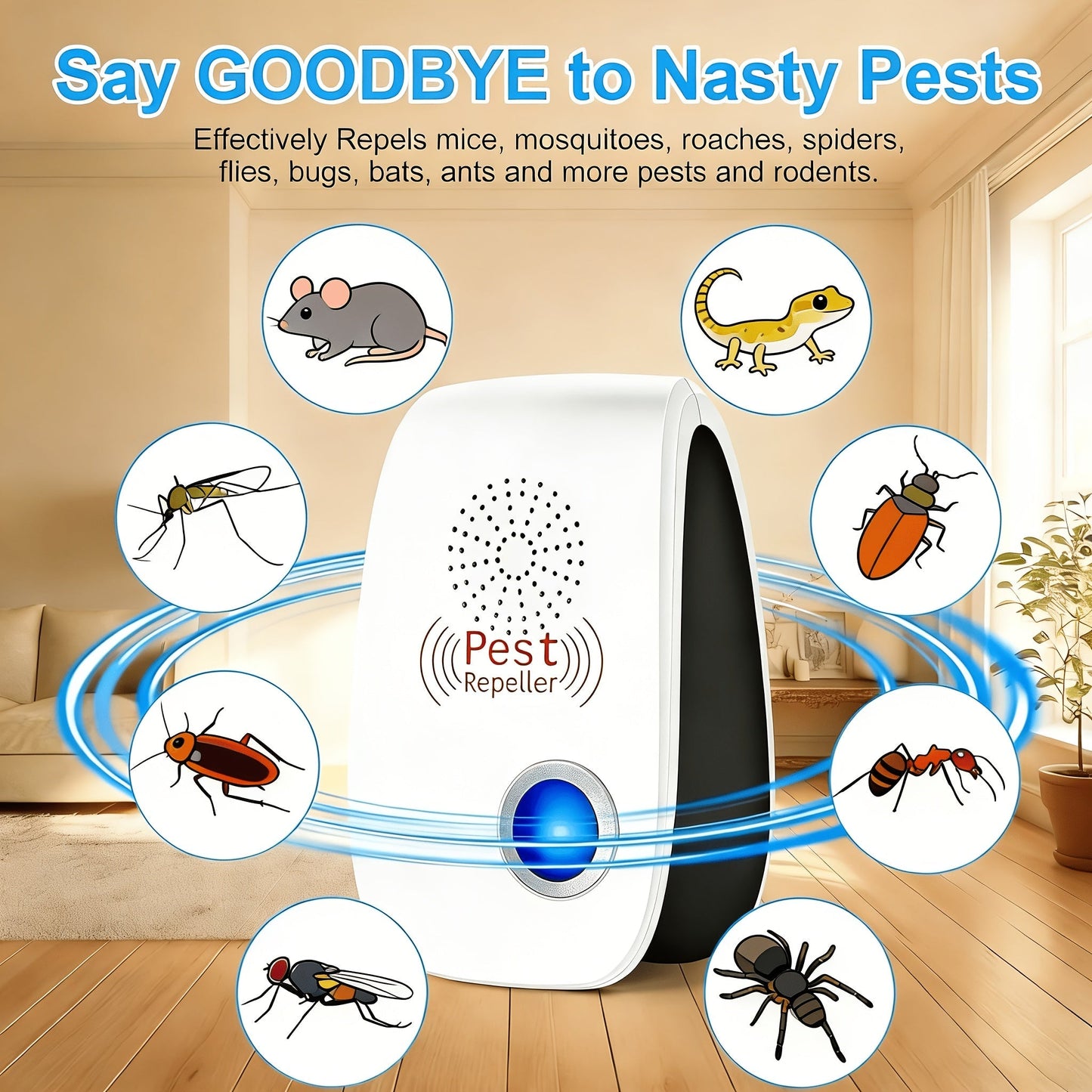 Ultrasonic Pest Repeller Plug-In 2025 Upgrade, Electronic Indoor Pest Control for Cockroaches, Mice