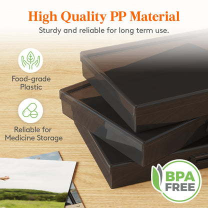 4x6 Photo Storage Box with 14 Inner Photo Keeper Cases Holds 1400 Photos Clear Plastic Photo Organizer with Lids Label Stickers BPA-Free