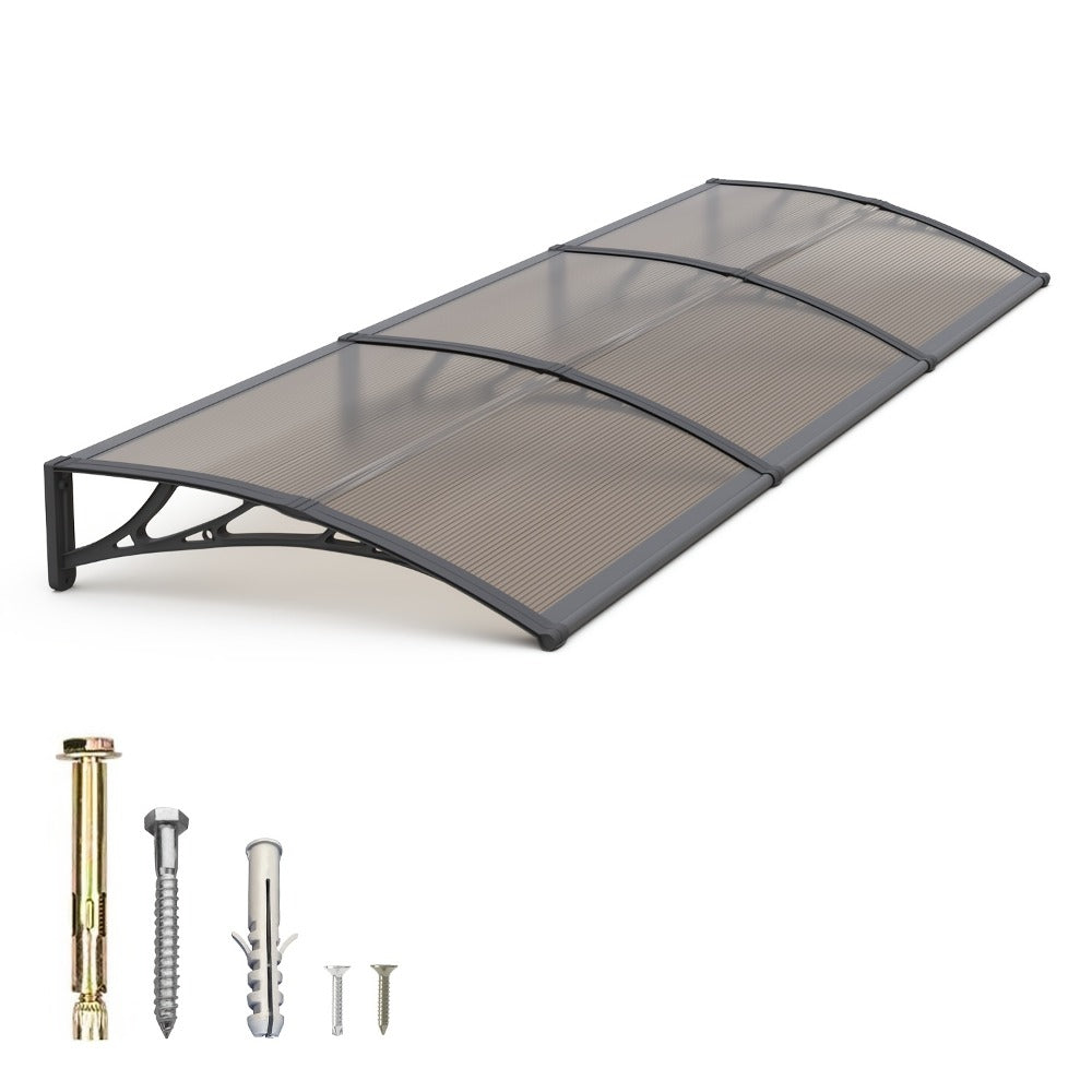 Window Awning Door Canopy Polycarbonate Overhang, UPF 50+ UV & Rain Protection, Leak-Proof Hollow Sheet