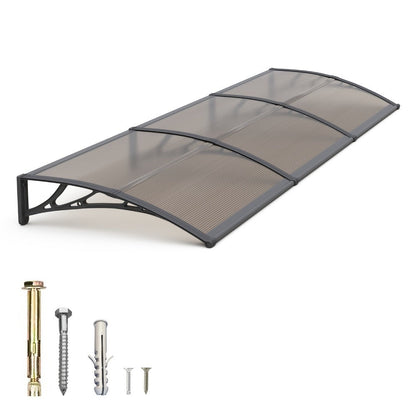 Window Awning Door Canopy Polycarbonate Overhang, UPF 50+ UV & Rain Protection, Leak-Proof Hollow Sheet