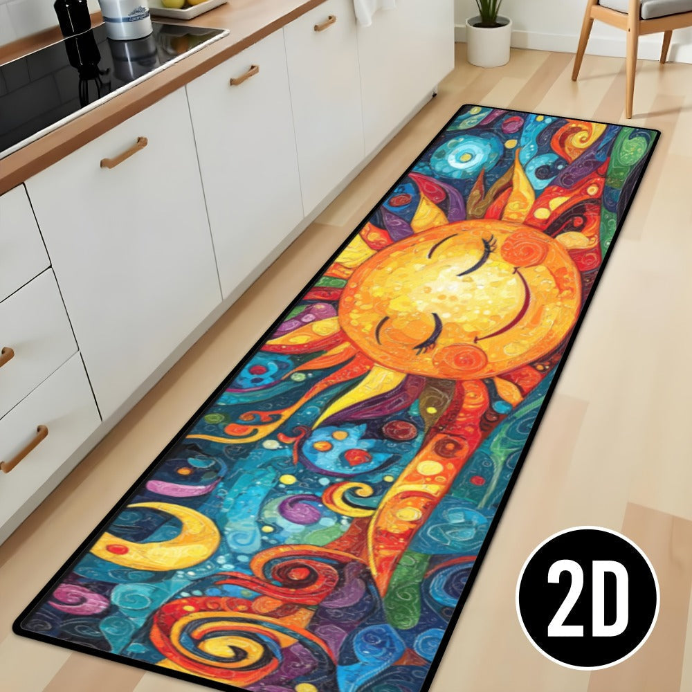 Boho Runner Rug Mandala Polyester Kitchen Hallway Mat Sun Totem Colorful Pattern Living Room Bathroom 5 Designs