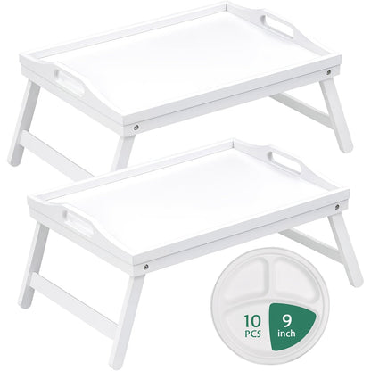 Bamboo Bed Tray Table with Foldable Legs & Handles, Breakfast Tray for Eating, Working & Snacking in Bed