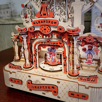 DIY Wooden Ferris Wheel Music Box Kit, 3D Mechanical Spinning Puzzle Model with the Listed Color, Size or Set Options for Everyday Use