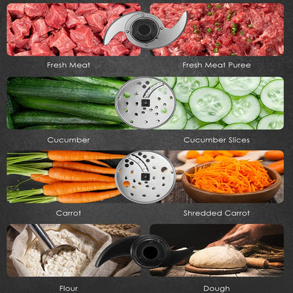 12 Cup Food Processor 6 Functions - Chopping, Slicing, Shredding, Purees & Dough, Large Electric Kitchen Food Processor for Meal Prep