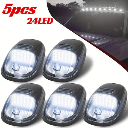 5pcs LED Cab Roof Marker Lights 16/24 LED 12V Super Bright UV-Resistant ABS Lens with Wiring Harness Kit for 2003-2018 Pickup Trucks 1500