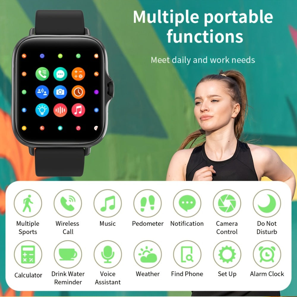Smartwatch Large Screen with Wireless Calling & Message Alerts, Full Touch HD Display, Heart Rate, Blood Oxygen, Sleep and Stress Readouts