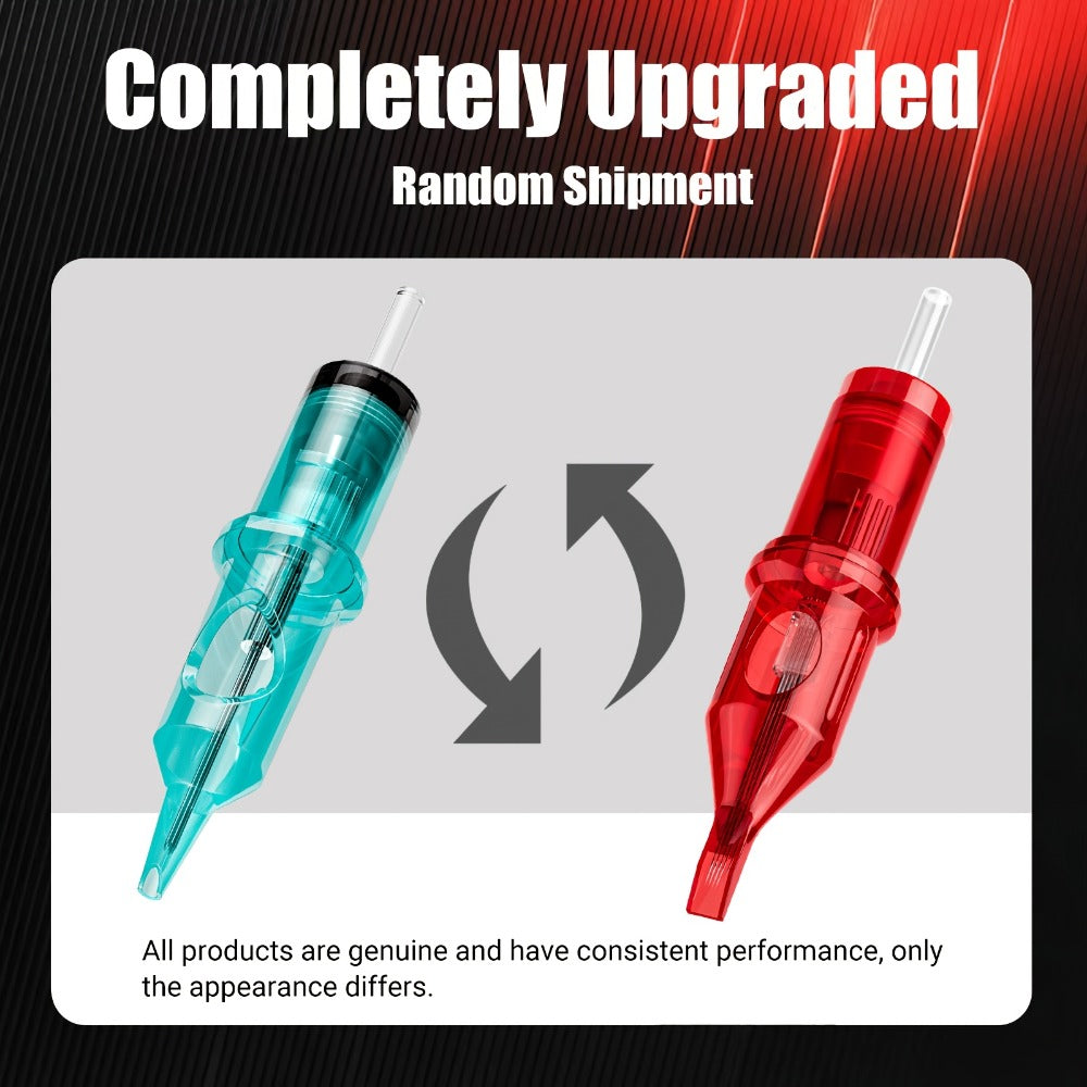 EO Sterilized Tattoo Cartridge Needles 50pcs Mixed Sizes 3RL 5RL 7RL 9RL 5RS 7RS 9RM for Temporary Body Art, Festivals and Costumes