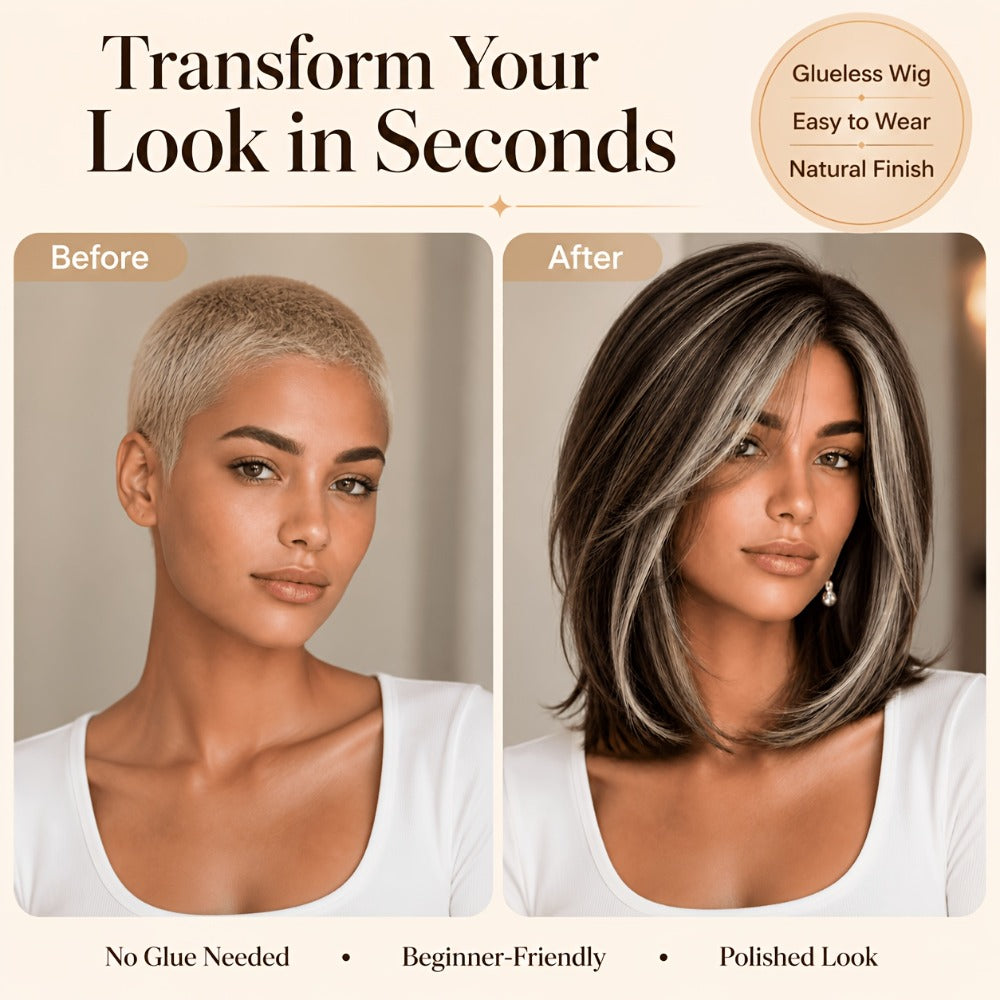 Synthetic Wig 4x1 U-Part Lace Front Bob, 14-Inch Middle Part with Six Color Choices for Cosplay