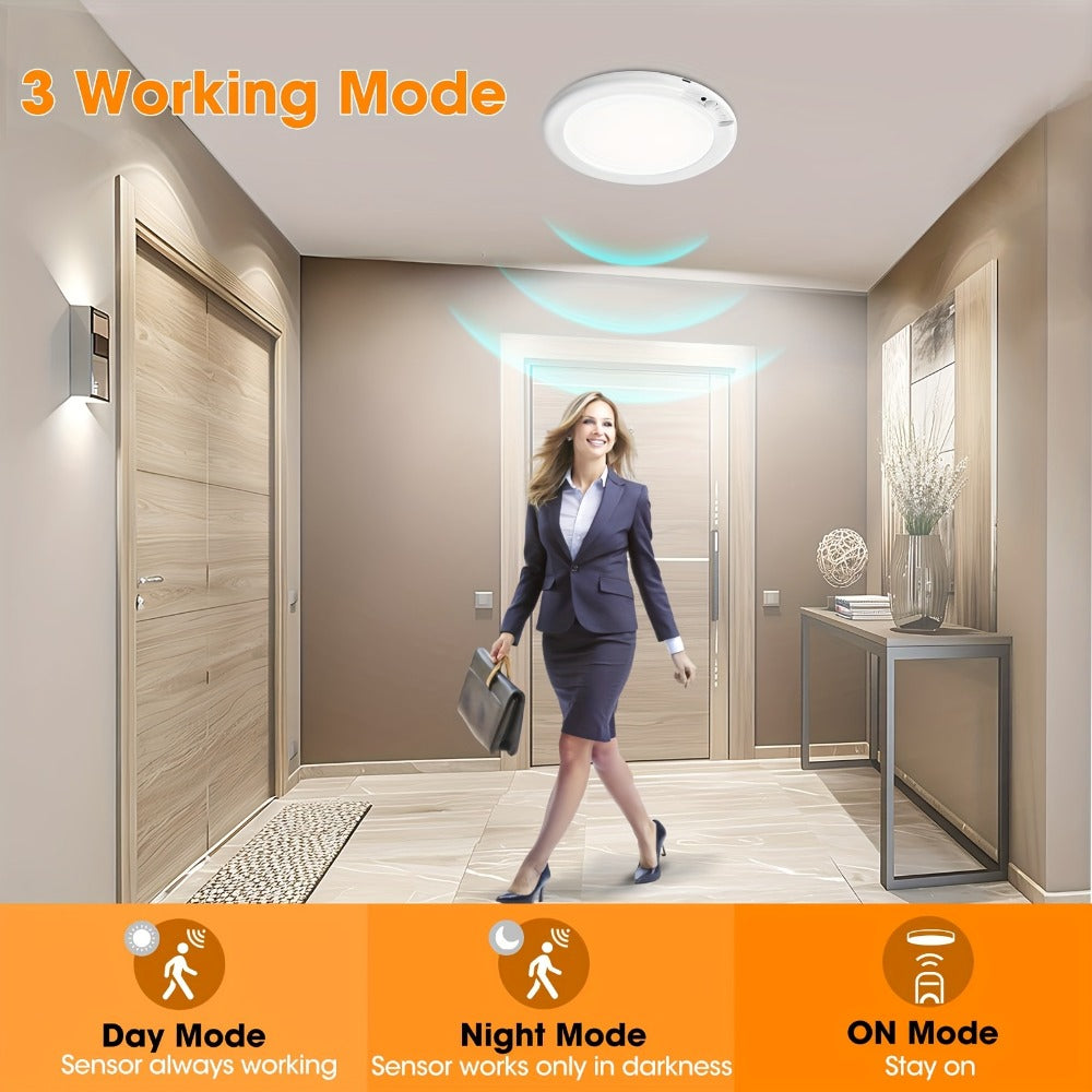 Rechargeable Ceiling Light No Wiring, Battery Operated LED Ceiling Light with Remote Control, Motion Sensor