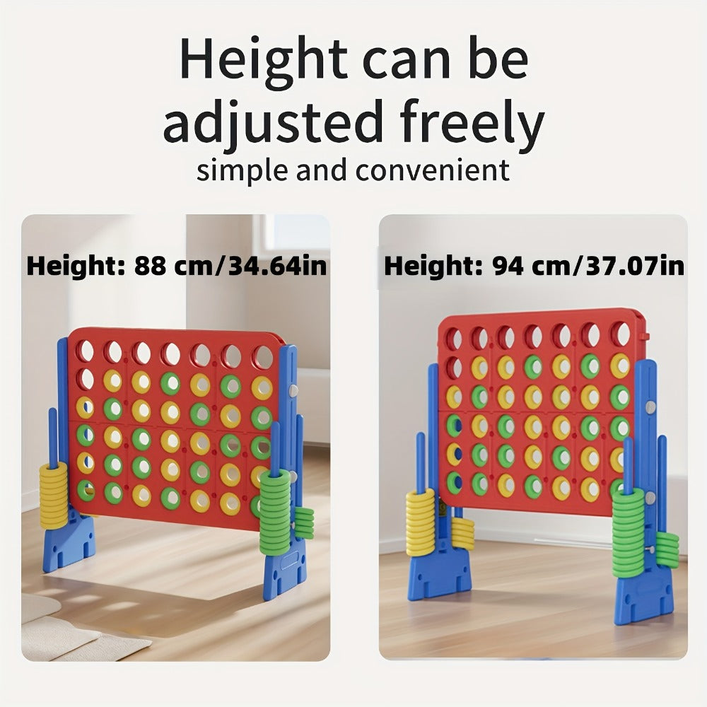 Height Adjustable Giant Connect 4 Game 33-37 Inch, Jumbo 4-in-a-Row Outdoor Yard Game with Quick Release Slider for Teens
