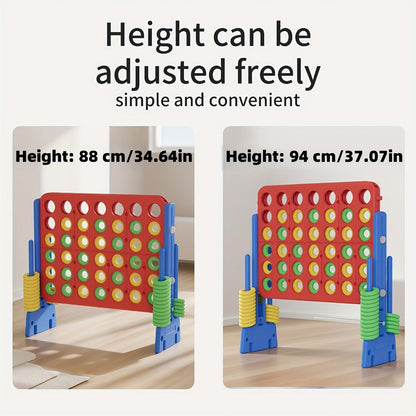 Height Adjustable Giant Connect 4 Game 33-37 Inch, Jumbo 4-in-a-Row Outdoor Yard Game with Quick Release Slider for Teens