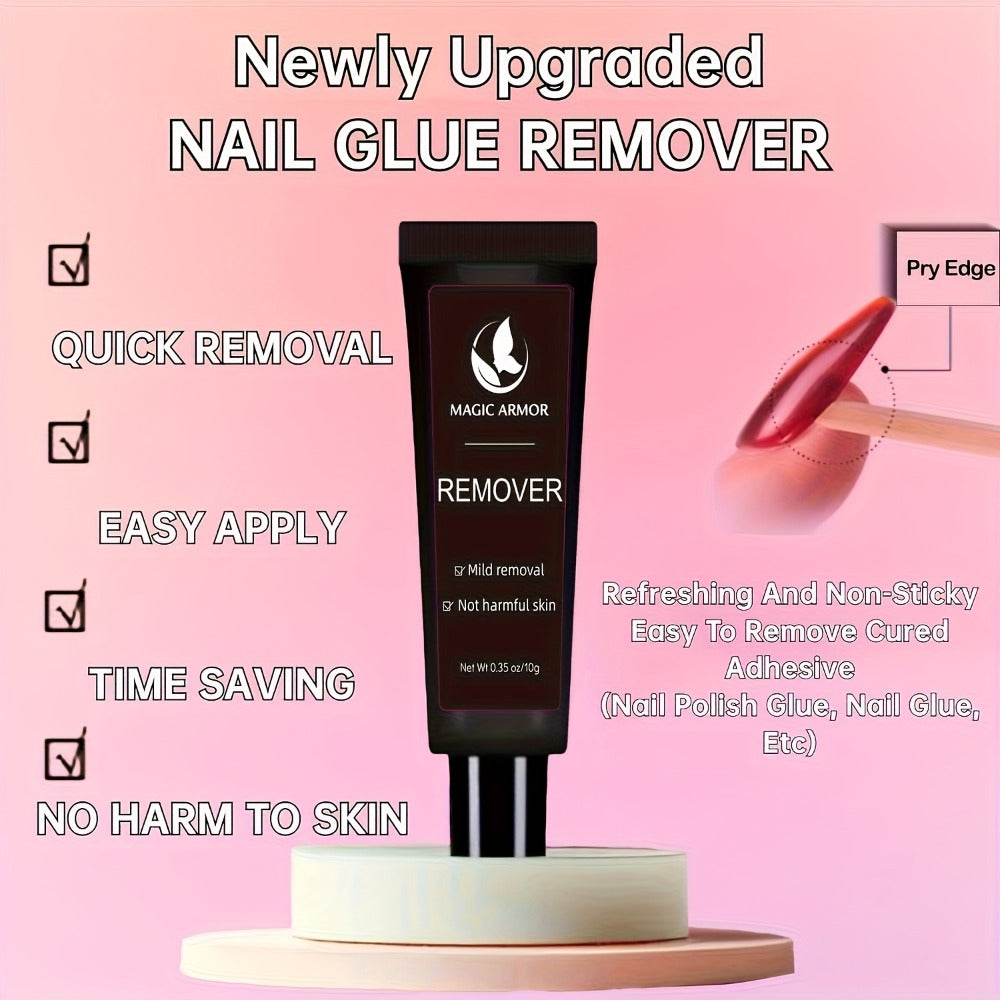 Nail Glue Kit, MAGIC ARMOR 10g Adhesive and Remover Tubes with Precision Nozzles for Press-On Nails