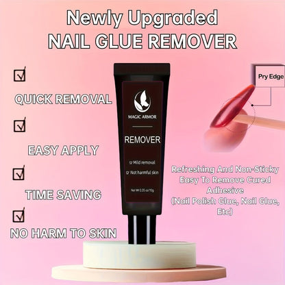 Nail Glue Kit, MAGIC ARMOR 10g Adhesive and Remover Tubes with Precision Nozzles for Press-On Nails