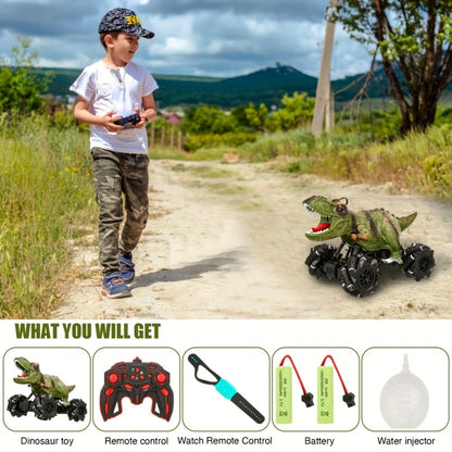 Remote Control Car, Dinosaur Monster Truck with Side Drift, LED Lights, Sound and Spray or No-Spray Options