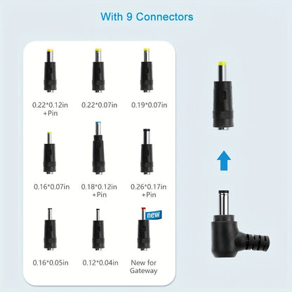 Universal DC Power Adapter 19V 3.42A 65W – ALITOVE Laptop Charger & Monitor Power Supply with 9 Interchangeable Tips