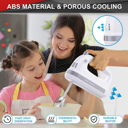 Hand Mixer Electric 300W with Stainless Steel Attachments & Storage Case – 5-Speed Control for Baking Cakes
