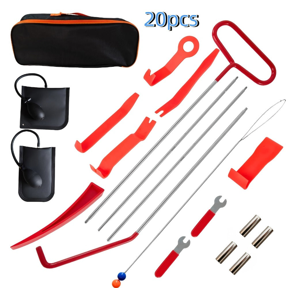 Air Wedge Pump Car Door Unlock Kit – Emergency Lockout Tool Set with Long Reach Grabber & Window Opening Gripper