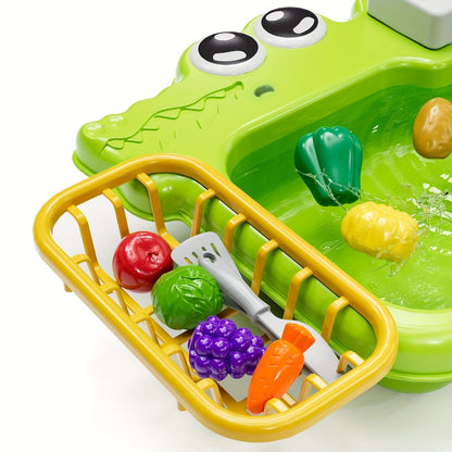 Kids Play Sink Toy with Running Water, Water Cycle System Pretend Play Dishwasher Kitchen Sink for Toddlers Boys & Girls