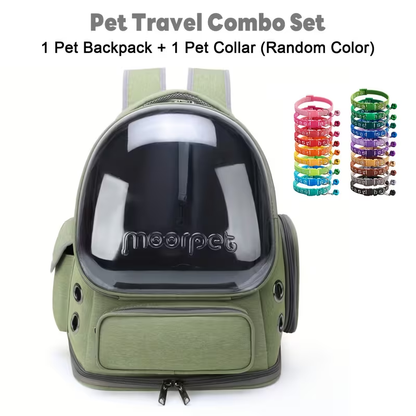 Cat Backpack Carrier with Collar | Breathable Oxford Pet Backpack for Cats & Small Dogs, Large Capacity Travel Bag with Safety Zippers