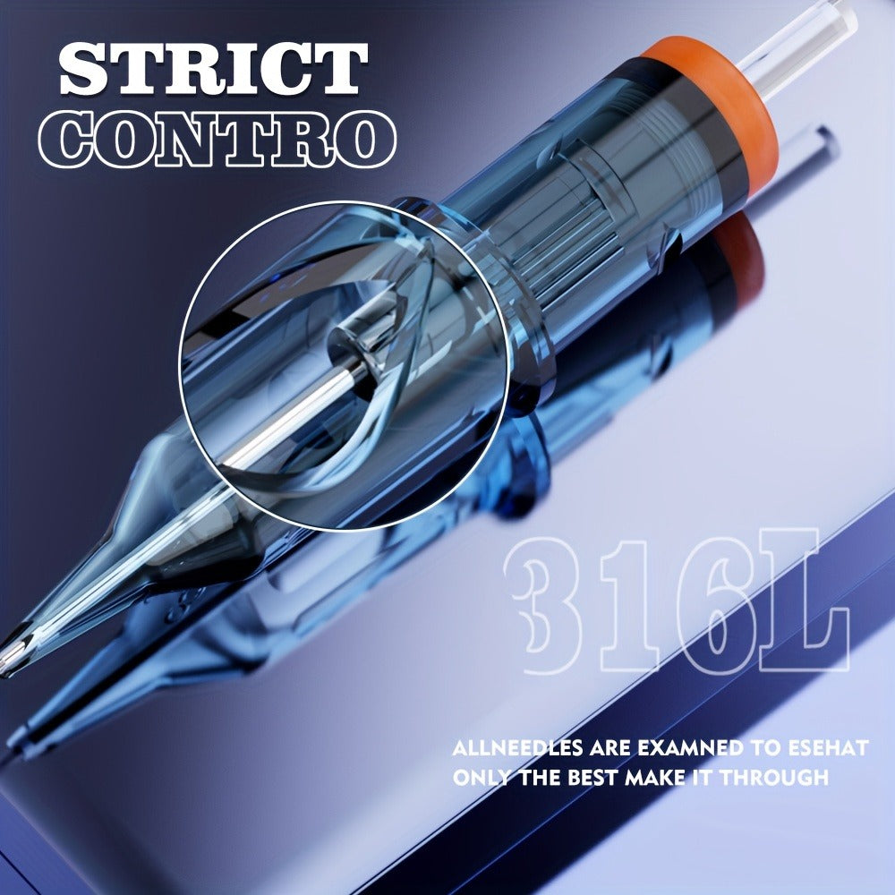 Tattoo Cartridge Needles with Blue Whale Label, 50-Piece Round Liner Pack Across 5 RL Models