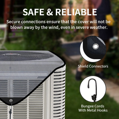 Outdoor Air Conditioner Cover 26"x26", Universal PVC Mesh AC Unit Protector, Prevents Leaves Debris Snow, Weatherproof Outdoor AC Cover