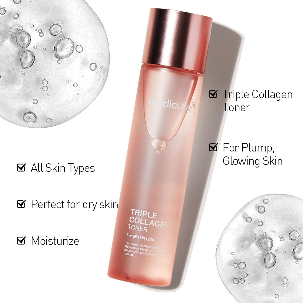 Collagen Face Toner 140ml Triple Collagen Deep Hydration Plumping Toner with Hyaluronic Acid for Bath Time, Home Spa and Personal Care