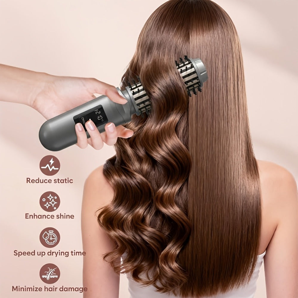 Cordless Hair Curler Brush 2-in-1 Straightener – Rechargeable Wireless Auto Curling Iron, for Home, Travel and Salon Hair Styling