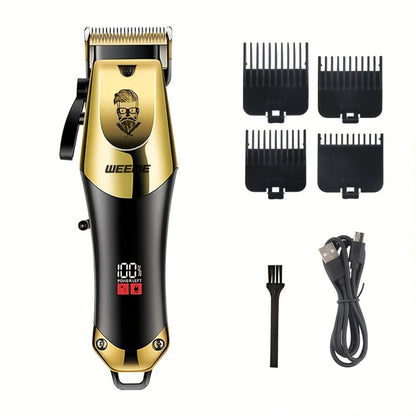 Zinc Alloy Men's Grooming Kit – USB Rechargeable Hair Clipper, Nose Trimmer, Electric Shaver & Detail Trimmer Set, 3500mAh Battery
