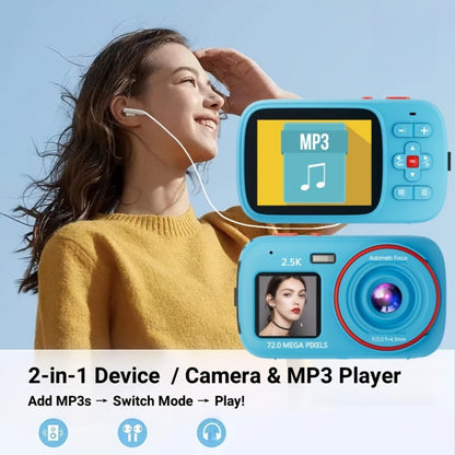 Digital Camera 2.5K Dual-Screen Compact with 72MP Capture Marking, Autofocus, Included 32GB Card and Four Colors
