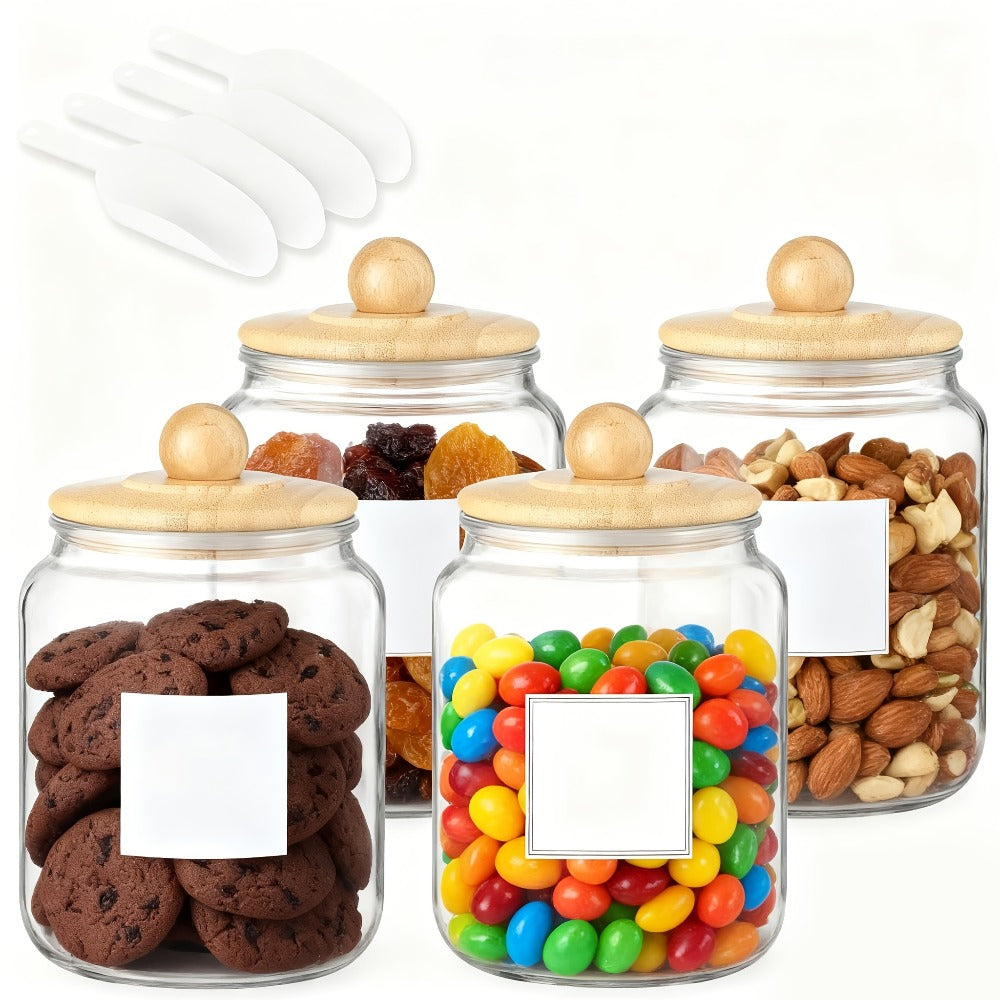 Half Gallon Glass Jars with Lids Airtight Set of 4, Large Clear Storage Containers for Pantry, Kitchen & Laundry Room