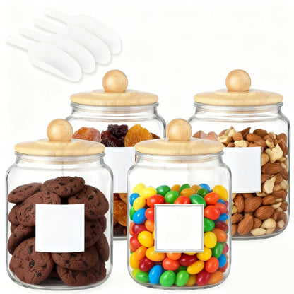 Half Gallon Glass Jars with Lids Airtight Set of 4, Large Clear Storage Containers for Pantry, Kitchen & Laundry Room