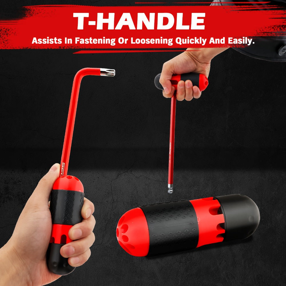 Hex Key & Torx Wrench Set 30-Piece – Long Arm Ball End Allen Wrenches with T-Handle & Extension Bar | SAE