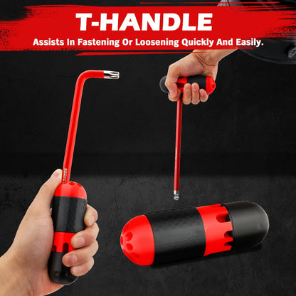 Hex Key & Torx Wrench Set 30-Piece – Long Arm Ball End Allen Wrenches with T-Handle & Extension Bar | SAE
