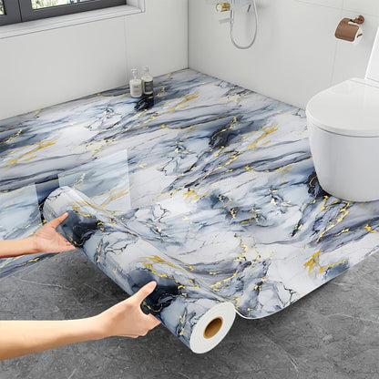 Peel and Stick Floor Tile Sticker 15.7"x118" Self-Adhesive Marble Pattern Vinyl Roll for Entryways, Bedrooms and Living Spaces