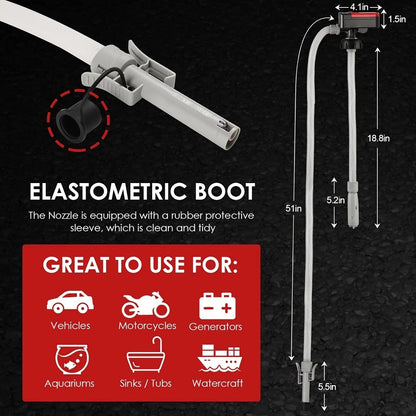 Automatic Fuel Transfer Pump with Auto-Stop – 3.2 GPM, 51" Extra Long Hose, Battery & USB Powered | Portable Gas Can Pump for Gasoline