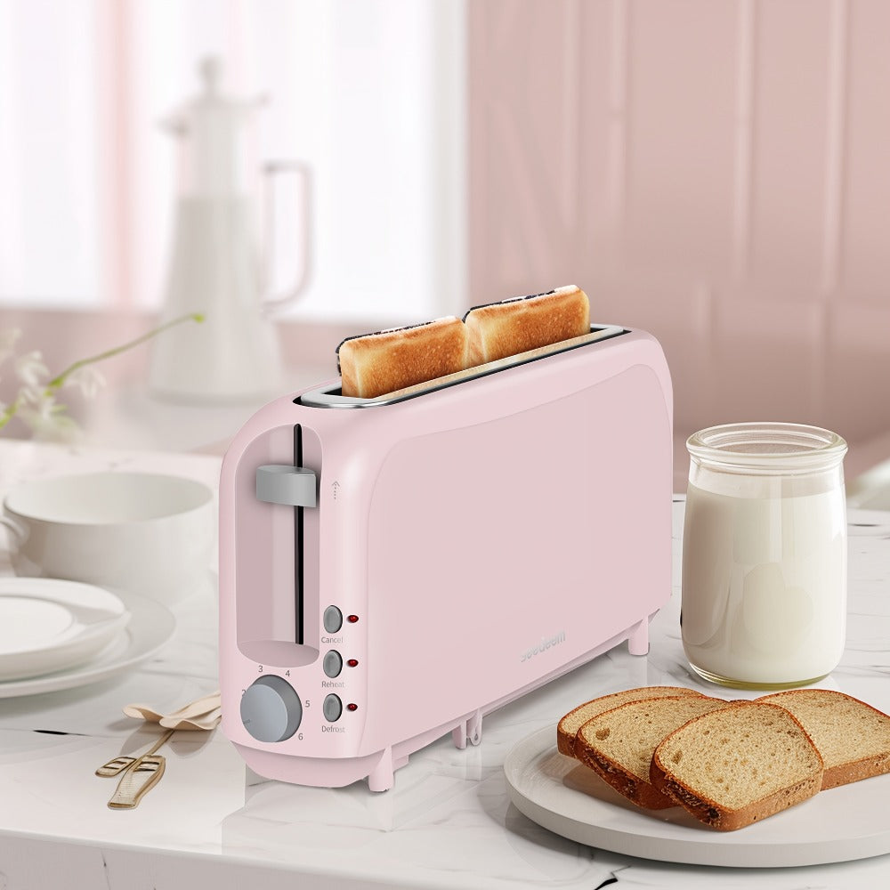 2 Slice Slim Toaster with 6 Shade Settings, Cancel Reheat Defrost Functions, Removable Crumb Tray – Compact 750W Bread Toaster for Kitchen