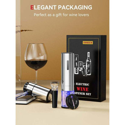 Electric Wine Opener Gift Set Rechargeable, 5-Piece Wine Accessory Kit with Aerator, Vacuum Stoppers