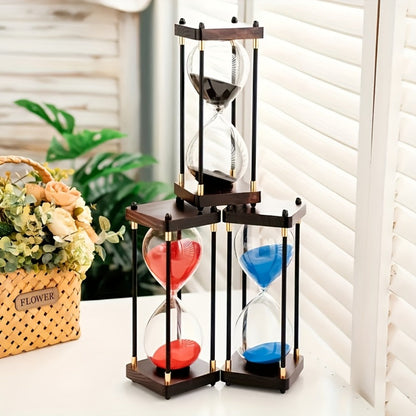 Hourglass Timer 60 Minute Wooden Sand Timer Decorative Glass – Vintage Home Decor for Kitchen, Office & Bedroom | Great Gift for Birthday