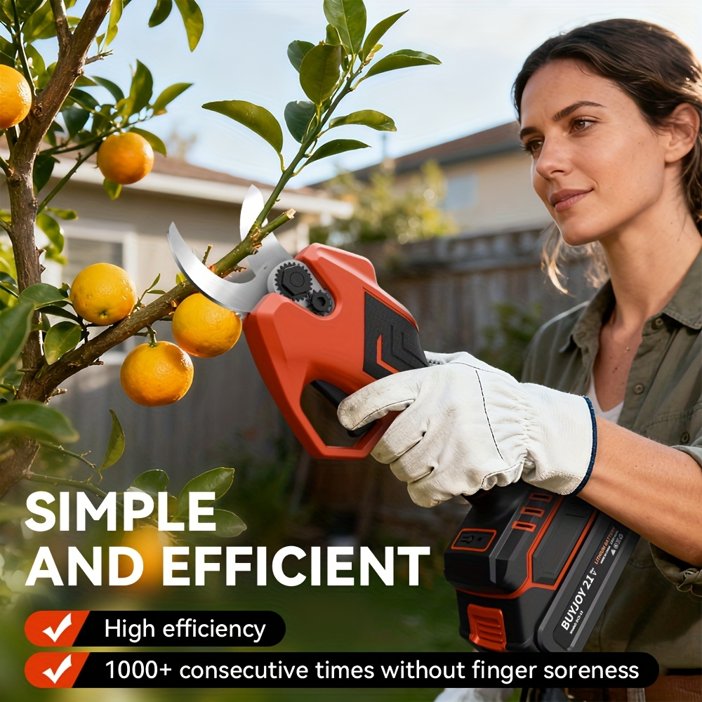 Electric Pruning Shears Cordless with LCD Display, Portable Battery-Powered Tree Pruner with Adjustable Cutting Diameter for Garden