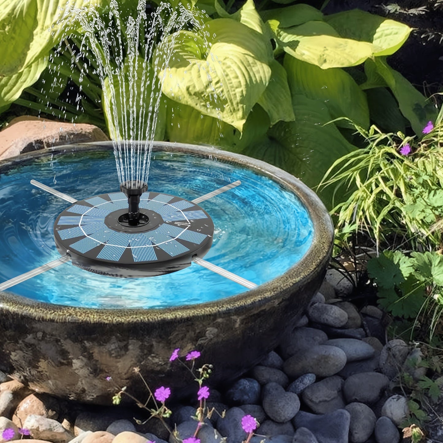 Garden Fountain Solar Powered with Support Rod for Garden, Pathway and Patio Lighting, with the Listed Configuration