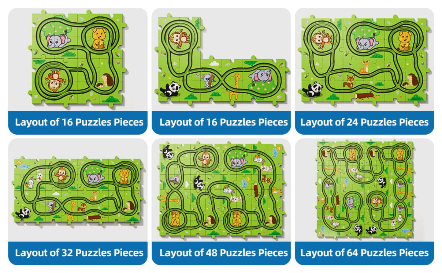 Jigsaw Puzzle Race Track Car Set Toy for Boys Kids, 39 56 73 PCS Flexible Building Track with Toy Cars