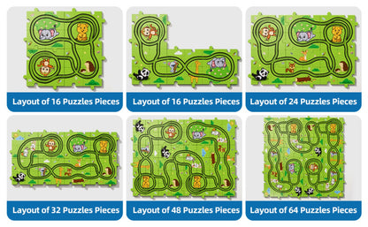 Jigsaw Puzzle Race Track Car Set Toy for Boys Kids, 39 56 73 PCS Flexible Building Track with Toy Cars