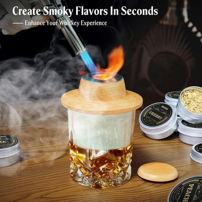 Whiskey Smoker Kit with Torch 26pcs - 12 Wood Chip Flavors, 3 Filters for Entryways, Bedrooms and Living Spaces