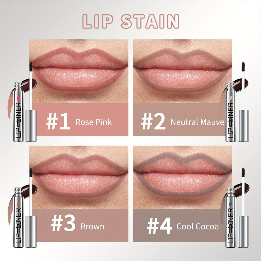Lip Stain Pen Set 4 Colors 2-in-1 Lip Liner & Lip Tattoo – Waterproof Smudge-Proof Transfer-Resistant Matte Finish