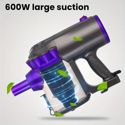 600W 4-in-1 Handheld Stick Vacuum Cleaner 20Kpa Strong Suction Low Noise Design - Portable for Pet Hair