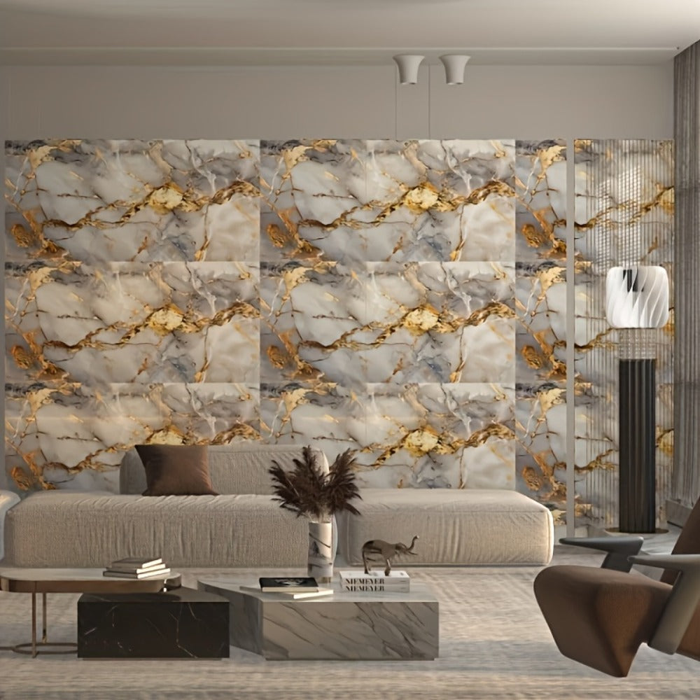 Peel and Stick Wall Tiles 50/100pcs PVC Marble Self Adhesive Vinyl Tile Stickers for Bathroom Kitchen Living Room